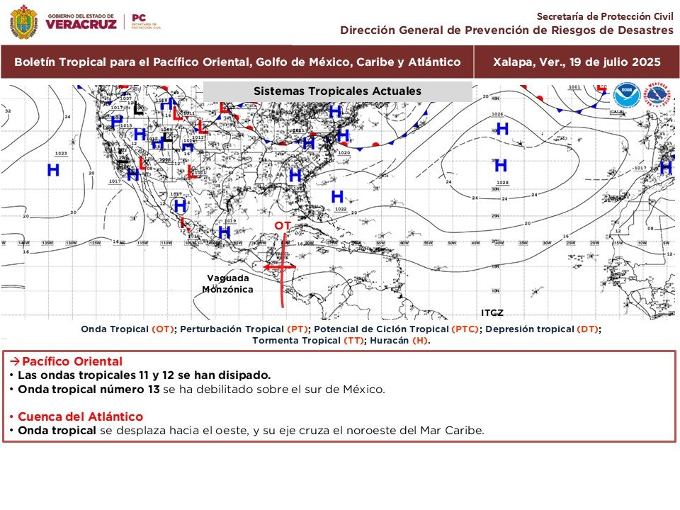 Boletín meteorológico tropical del 19 de Julio de 2025