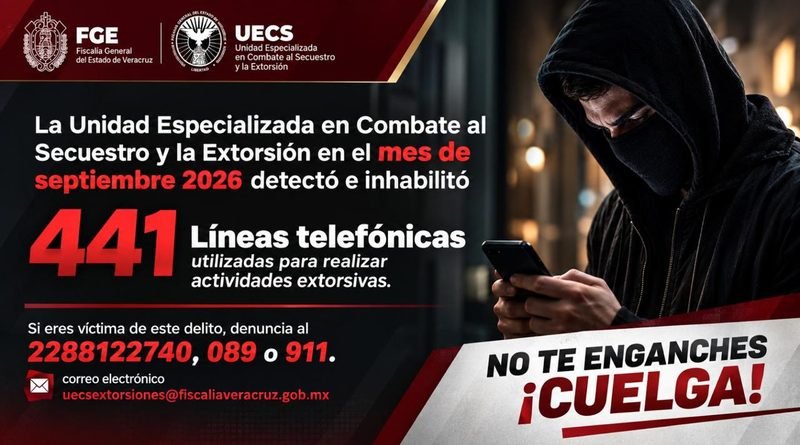 Durante septiembre, se  inhabilitan 441 líneas telefónicas relacionadas con extorsiones en Veracruz