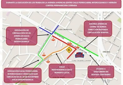 Ayuntamiento informa sobre cierre vial en la avenida Américas por obras de drenaje pluvial