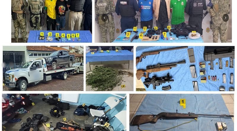 47 cateos en 30 municipios de Veracruz deja 38 detenidos; armas, vehículos, indicios y presunta droga asegurados